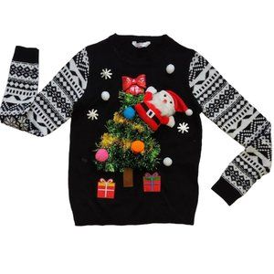 No Boundaries Womens Juniors Tinsel Fair Isle Christmas Sweater Small